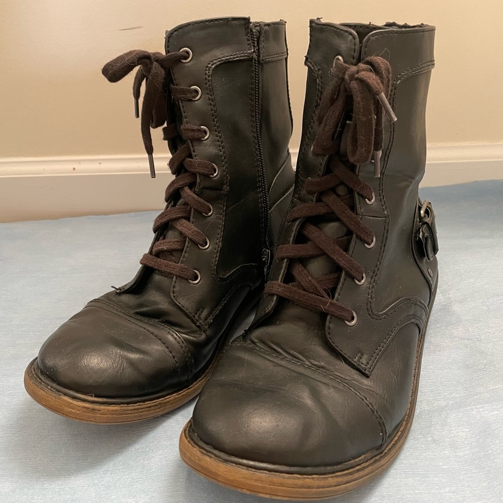 Black Zip Up Combat Boots